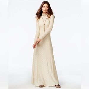 Free people Elegant Cream Long Sleeve Dress